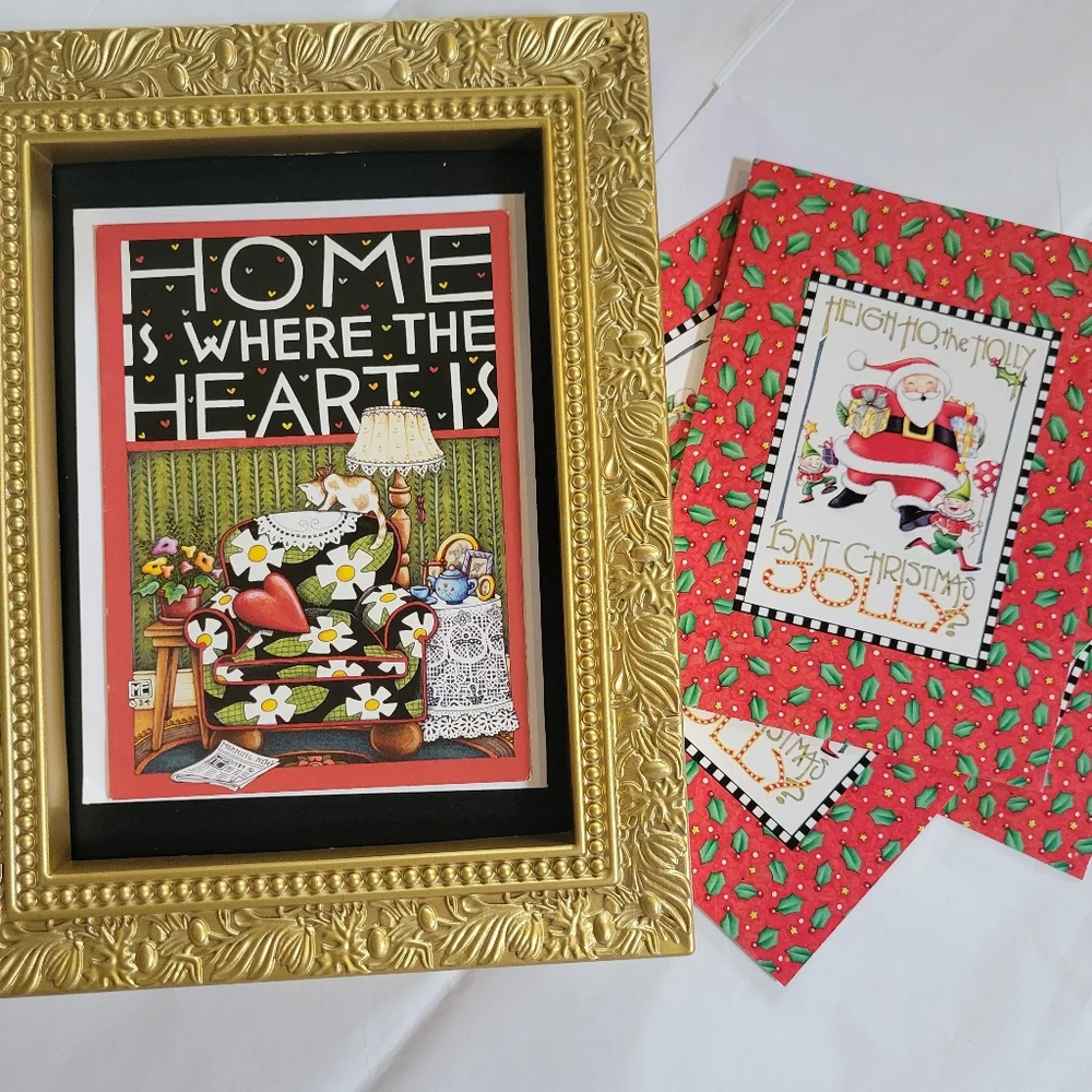 Mary Engelbreit Cards ~ Home is Where the Heart Is & 5 Santa Christmas Cards